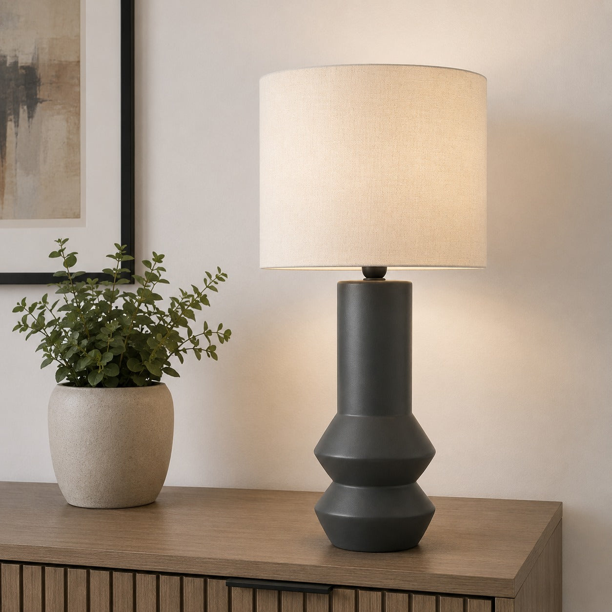 Nino Modern Ceramic Table Lamp with Fabric Shade